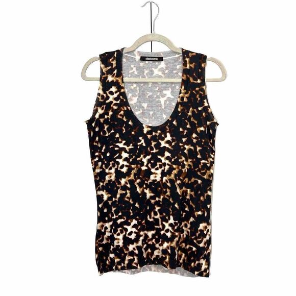 Roberto Cavalli Top Women’s 44 Sleeveless Abstract Multicolor - Picture 1 of 9